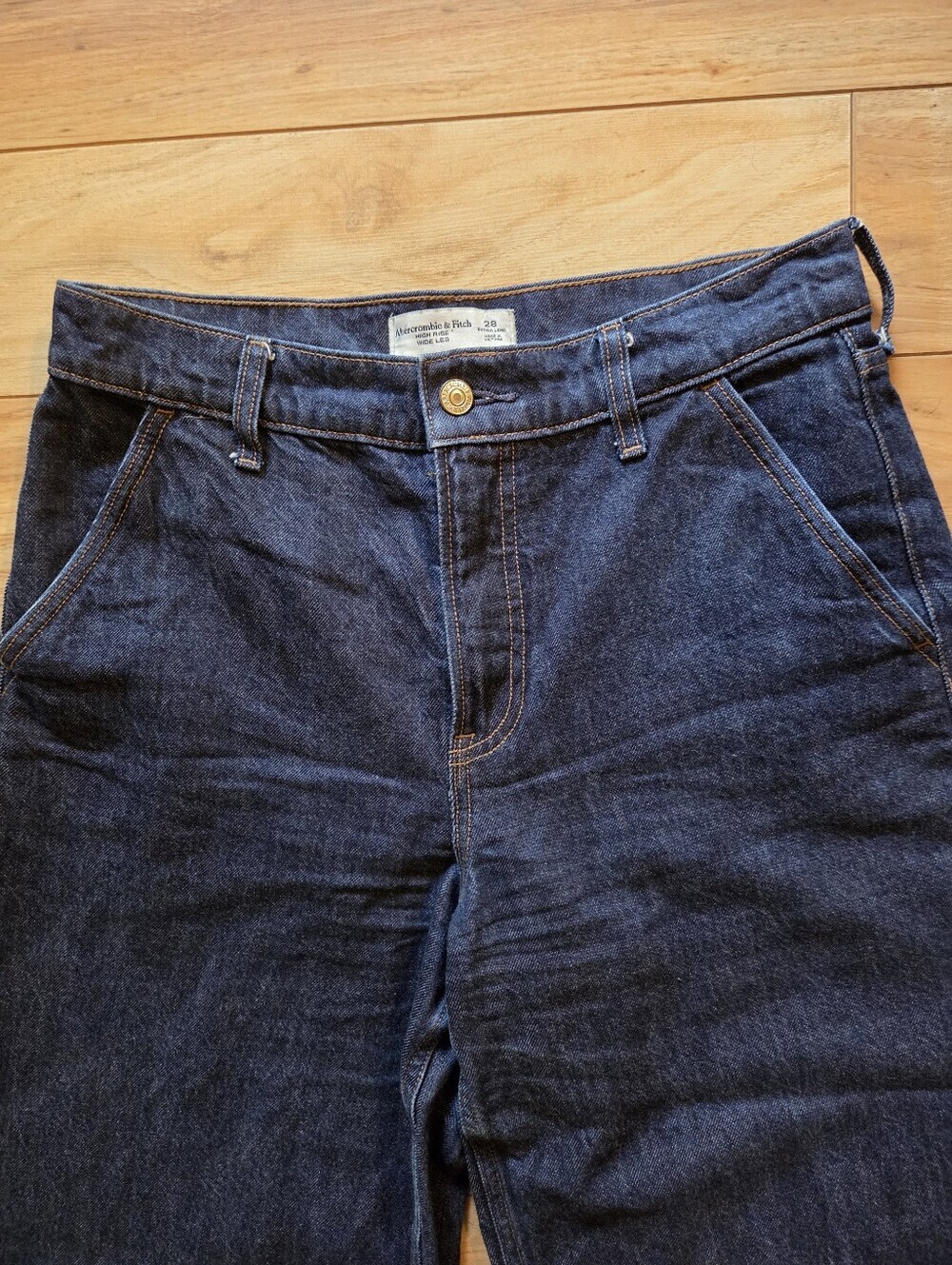 Abercrombie & Fitch High Rise Wide Leg Jeans Blue Size 28 Extra Long - Picture 5 of 10